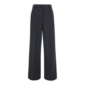 Jucca Women Gray Pants With Striped Motif In Wool Blend For Women